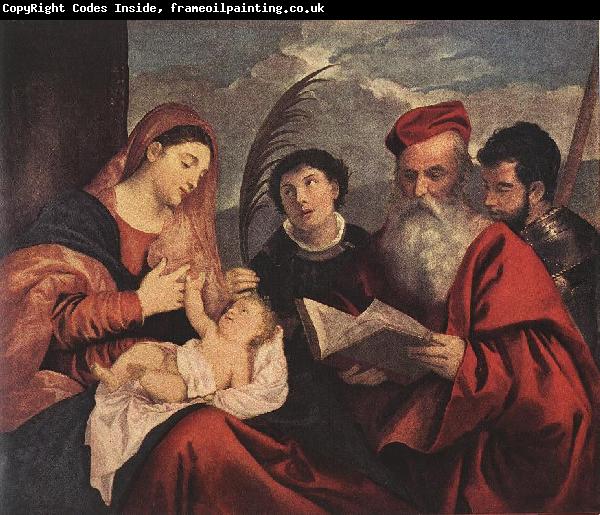 TIZIANO Vecellio Mary with the Child and Saints rt